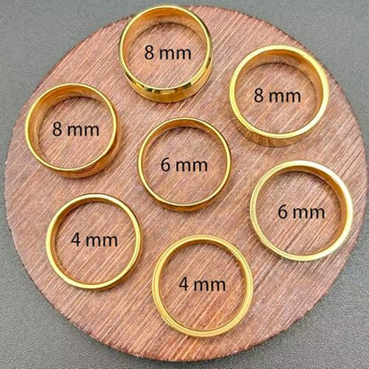 7Pcs Classic Gold Men's Wedding Rings Set,4mm 6mm 8mm Stainless Steel Silver Band Ring for Men Women,18K Gold Plated Band Rings,Comfort Fit Size 6 to 11 - style: Gold 7-piece set