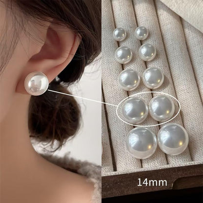 Natural Freshwater Cultured Pearl Stud Earrings, AAAA+Handpicked, Sterling Silver 18K Gold Plated Hypoallergenic Earring Studs Jewelry For Women - color: Milk white, size: 14mm