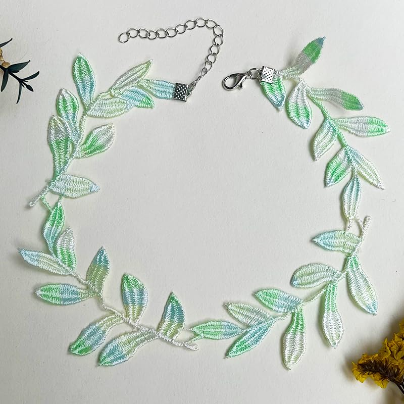 Nova&Aria Chokers Set For Women Heart Choker Necklaces Flower Pendant Velvet Cute Pink Turquoise Blue White Black Choker Necklace Christmas Colorful Lace Chokers - color: Pink&Green