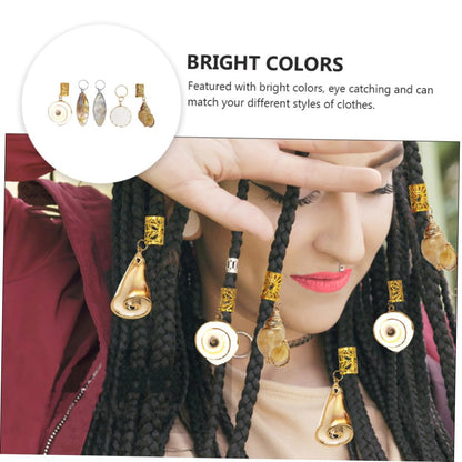 5pcs Mixed Style Hair Braid Pendants and Dreadlock Rings Headdress Accessories for Creative Hair Decoration for Parties and Festivals