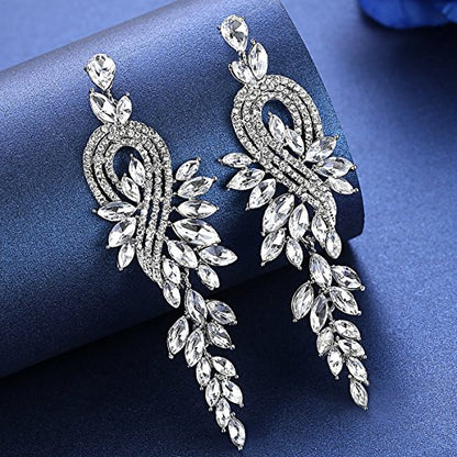 Marquise Crystal Bridal Chandelier Dangle Drop Earrings Ladies Gifts in Silver/Gold Tone - color: A-Clear Earrings Pin