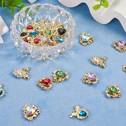 Cheriswelry Heart Rhinestone Charms Pendants 28Pcs Crystal Heart Necklace Pendants Glass Alloy Dangle Earring Charms 18.5-19.5mm for DIY Bracelet Keychain Jewelry Making - color: Mixed Color-Heart