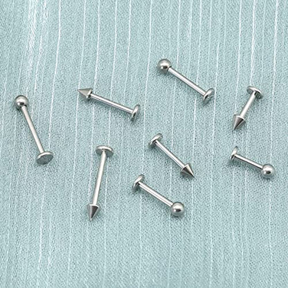 BLISI G23 Solid Titanium Eyebrow Piercing Jewelry, Gold Black Rose Gold Silver Pink Rainbow Eyebrow Rings 16G Curved Barbell,Tiny Vertical Labret Lip Jewelry Rook Piercing Jewelry for Women and Men - color: Silver 3