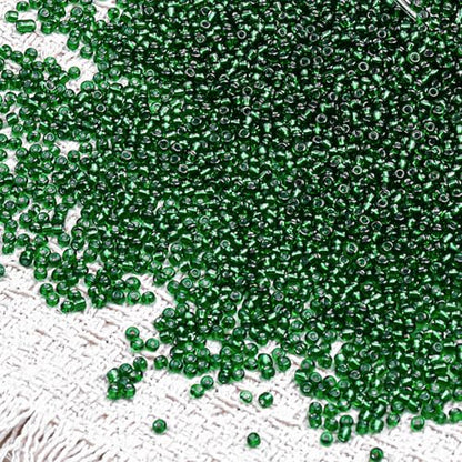 2000pcs Glass Seed Beads Bulk, 4mm 6/0 Mini Pony Spacer Small Individual Color Seed Beads for DIY Bracelet Necklaces Wrist Jewelry Making, Frosted Silver Grass Green - color: Frosted Silver Grass Green