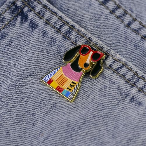 Cute Dachshund in Sweater With Sunglasses Enamel Pin For Wienie Mom, Kawaii Wiener Dog Lover Pin Brooch, Cool Dachshund Sweater Brooch Badge, Doxie Dog Mom Gift, Cute Sausage Puppy Lapel Badges For Animal Lover Pet Owner, Cozy Wiener Puppy Accessory