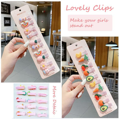 28 PCS Cute Hair Clips Fashion Girls Hair Accessories Flower Fruit Colorful Rainbow Candy Dessert Lovely Animal Barrettes Set Non-slip Metal Snap Pins for Girls Kids Teens Toddlers (Style C) - color: Style C