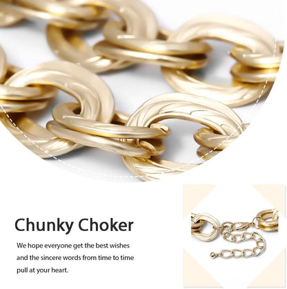 JAKAWIN Chunky Gold Choker Necklace Cuban Link Large Chain Necklaces for Women