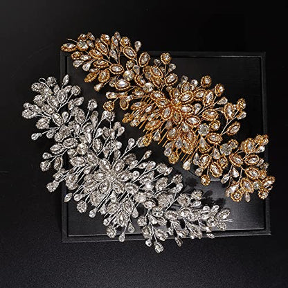 JWICOS Bride Wedding Hair Comb Silver Crystal Headpieces Bridal Hair Clip Side Comb Wedding Hair Accessories for Women and Girls (Gold) - color: Gold