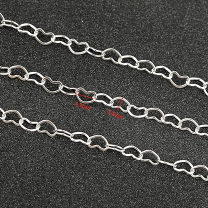 UMAOKANG 16.4 Feet Heart Chain for Jewelry Making Stainless Steel Heart Link Chains Bulk with Jump Rings and Lobster Clasps - color: Steel Heart