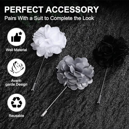 M METERXITY Flower Lapel Pins for Men, Boutonnieres Pin Camellia Flower Groom Boutonnieres for Wedding/Graduation - color: White