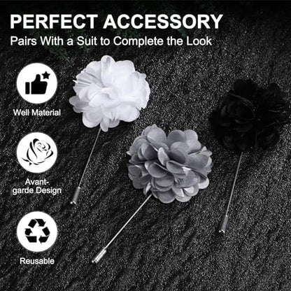 M METERXITY Flower Lapel Pins for Men, Boutonnieres Pin Camellia Flower Groom Boutonnieres for Wedding/Graduation - color: White