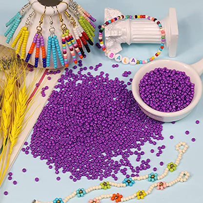Bala&Fillic Dark Purple Color 3mm Seed Beads About 3600pcs/100Grams in Bag, 8/0 Glass Craft Beads for Making Bracelet and Necklace (Dark Purple) - color: Dark Purple