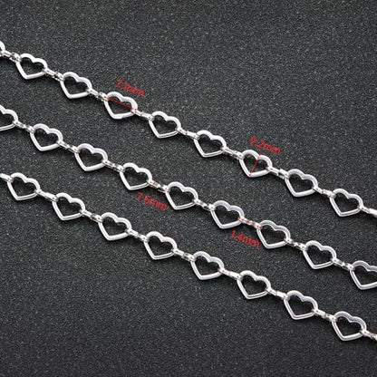 UMAOKANG 3 Meters Heart Chain for Jewelry Making Stainless Steel Chain Roll with Jewelry Supplies Findings Women Necklace Bracelet DIY - color: Heart Silver