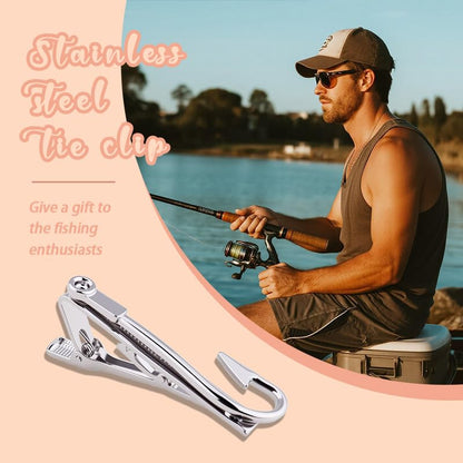 Mens Tie Clips for Husband Dad Boyfriend Birthday Christmas Gifts for Men Novetly Tie Clip for Skinny Ties Bar Clip - style: fish hook