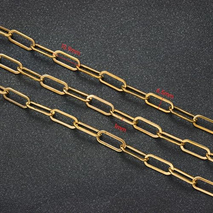 UMAOKANG 6.6 Feet Paperclip Chain for Jewelry Making Gold Plated Stainless Steel Bulk Chain on Spool - color: Paperclip Gold