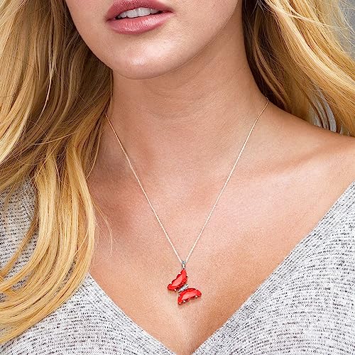 Aurora Tears Butterfly Necklace Earrings Ring Bracelet - Women 925 Sterling Silver Animal Butterflies Birthstone Pendant Crystal Wedding Birthday Jewelry - color: pendant-A.January