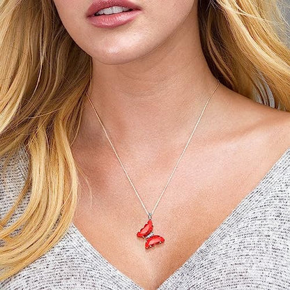 Aurora Tears Butterfly Necklace Earrings Ring Bracelet - Women 925 Sterling Silver Animal Butterflies Birthstone Pendant Crystal Wedding Birthday Jewelry - color: pendant-A.January