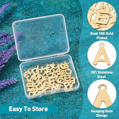 Craftdady Letter Charms Capital Pendants Mixed A-Z Initial Letter Number Charms DIY Bracelet Necklace Pendants for Jewelry Making, Gold, Antique Silver, Platinum - color: Real 18K Gold Plated