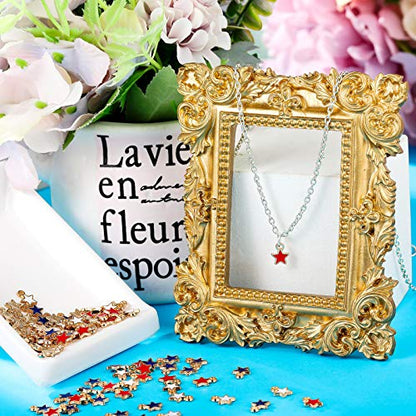 Kenning 108 Pcs Patriotic Mini Star Charms for Jewelry Making Red Blue White Enamel Pendant Star-shaped Ornament of DIY Decoration for Necklace Bracelet Earrings Craft