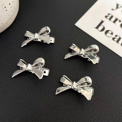 Silver Bow Knot Hair Clips - 10PCS Cute Mini Bow Hairpins for Women - color: Silver Bow
