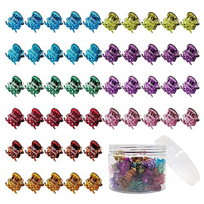 50 PCS Mini Hair Claw Clips， Bangs Strong Grip Multifunction Clamp Clips. (Transparent color) - color: Transparent color
