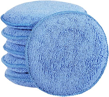 FONAROLL Microfiber Wax Applicator Pads, Car Wax Applicator, Buffing & Detail Polishing Foam Pads for Car Cleaning and Fine Polishing (5" Diameter, 6 Pack)… - color: Blue