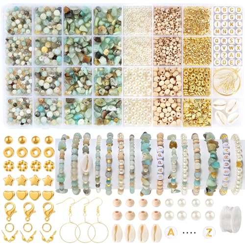 Jewelry Making Kit for Adults, 1562pcs Natural Stone Beads Bracelet Making | Funtopia Jewelry Making Supplies Gemstone Crystal Marble Beads for DIY Craft Bracelet Necklace Earrings