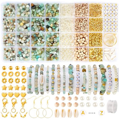 Jewelry Making Kit for Adults, 1562pcs Natural Stone Beads Bracelet Making | Funtopia Jewelry Making Supplies Gemstone Crystal Marble Beads for DIY Craft Bracelet Necklace Earrings