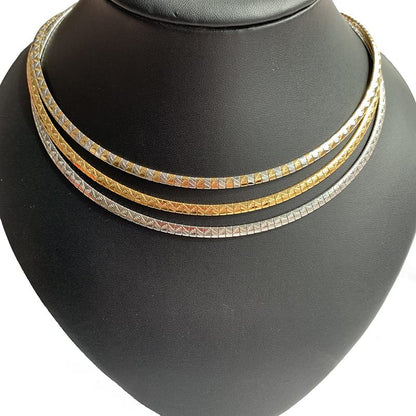 JAJAFOOK 4/6/8 MM Width Snake Bone Chain Stainless Steel Slash Wavy Flat Omega Collar Necklace - color: 8mm Gold