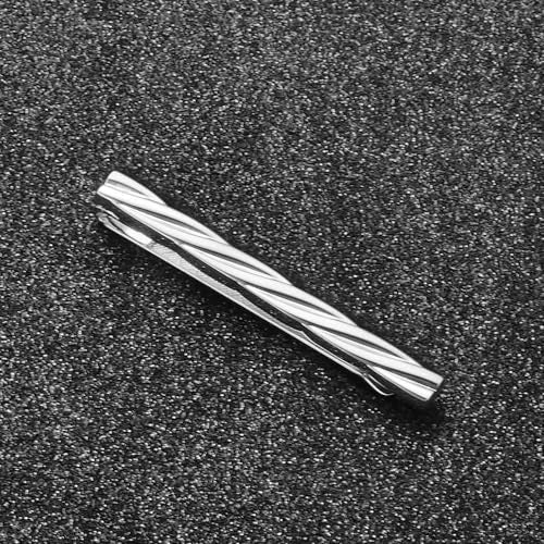 Mens Chain Tie Clips For Men Unique Silver Black Gold Tie Bar Round Stainless Steel Tie Clip - style: Simple Silver