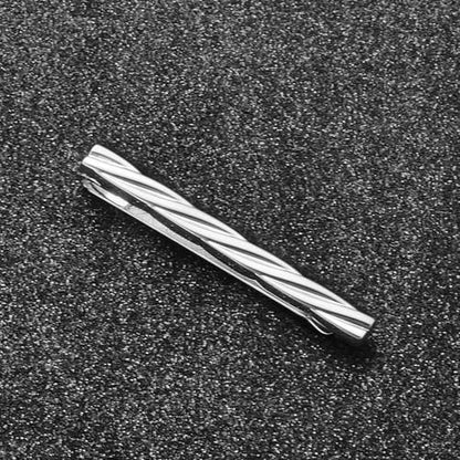 Mens Chain Tie Clips For Men Unique Silver Black Gold Tie Bar Round Stainless Steel Tie Clip - style: Simple Silver