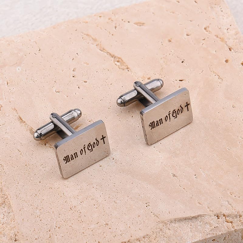 Religious Cufflinks for Men Christian Gifts for Dad Son Grandpa Fathers Day Gift for Husband Uncle Man Of God - style: man of god 01