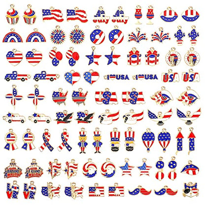 SANNIX 110Pcs Independence Day Charms, Patriotic Charms 4th of July | Red White Blue Charm, American Flag Charm, for Bracelets Necklaces Earrings Making - style: Patriotic Charms