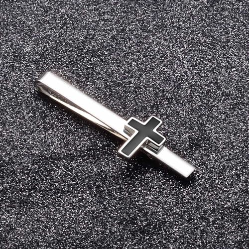 Unique Cross Tie Clips For Men Silver Black Gold Religious Christian Tie Clips For Men's Tie Accessories - style: black clip on tie crosses