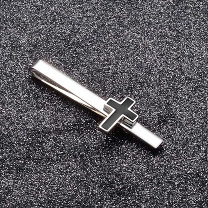 Unique Cross Tie Clips For Men Silver Black Gold Religious Christian Tie Clips For Men's Tie Accessories - style: black clip on tie crosses