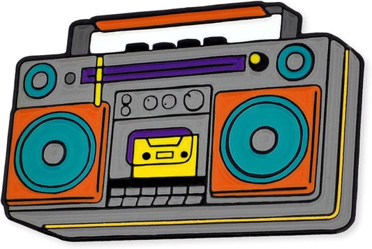 PinMart's Retro Enamel Pin – Vintage 70s, 80s, and 90s Lapel Accessory for Backpacks, Hats, Bags, Jackets – Cute Decorative Rock Band Pins for Collectors & Gifts - size: 1 Piece, style: Retro Boombox