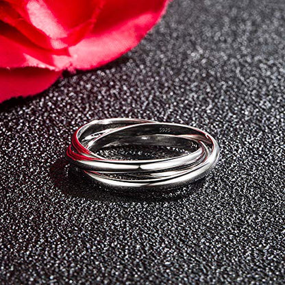 Dankadi Minimalist 925 Sterling Silver Triple Ring - Women's Glamour Jewelry Cocktail Party Unisex Accessories 5# -11#