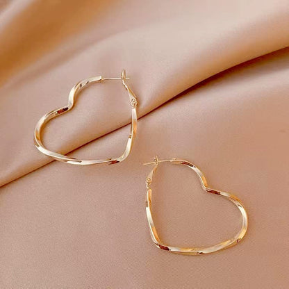 Trendy 14K Gold Plated Hoop Earrings for Women, Chunky Gold/Silver Earrings for Women Cubic Zirconia Baguette Hoop Earrings Heart Hoops Lightweight Hypoallergenic Jewelry,25mm/35mm/40mm/50mm - color: 07 Gold Heart Hoops 50mm
