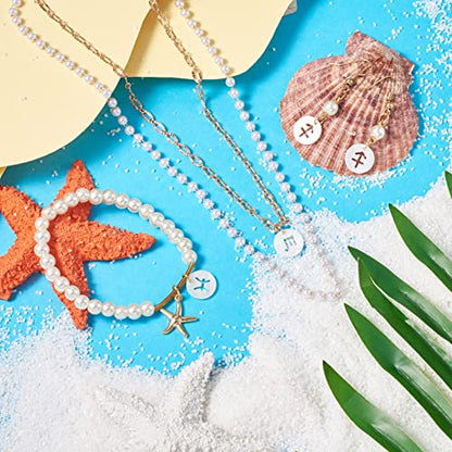 Craftdady 24Pcs Freshwater Shell Charms 12mm Flat Round 12 Constellations Bead Charms Shell Zodiac Sign Cabochons for Bracelets Necklaces Earrings Jewelry Crafts Making - color: Hollow 12 Constellations