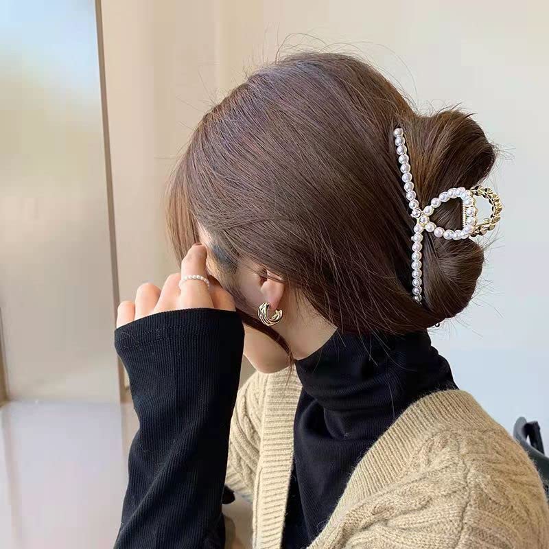 Hair Claw, Pearl Hair Clip, Strong Hold Hair Jaw Clips for Thick Hair, Fashion Hair Clips Accessories Gift for Women Girls Daughter Girlfriend - color: Small pearl hairpin