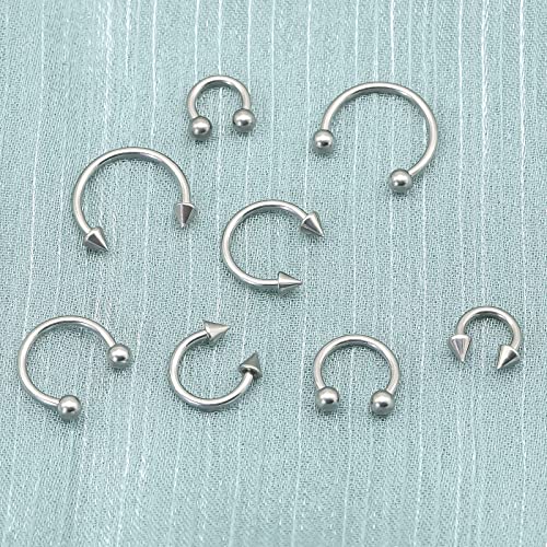 BLISI G23 Solid Titanium Eyebrow Piercing Jewelry, Gold Black Rose Gold Silver Pink Rainbow Eyebrow Rings 16G Curved Barbell,Tiny Vertical Labret Lip Jewelry Rook Piercing Jewelry for Women and Men - color: Silver 2