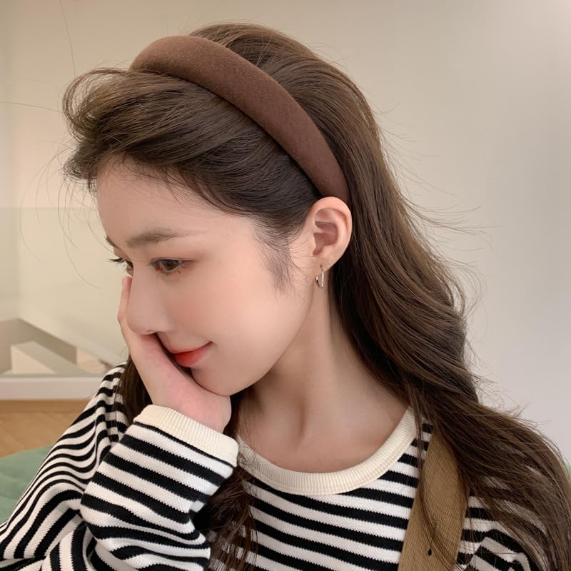 5pcs Wide Headbands for Women Non Slip - 1.2 Inch Thick Headbands for Women’s Hair - color: Brown