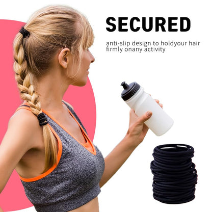 120PCS Thick Hair Elastics for Women Girls, No Damage Seamless Hair Ties, High Elastic Ponytail Holders for Thick, Curly, Long Hair - Neutral Colors (4mm) - color: Light Brown, Taupe, Dark Brown, Charcoal Gray, Black