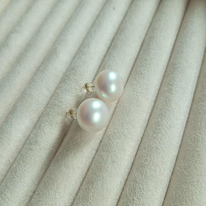 Natural Freshwater Cultured Pearl Stud Earrings, AAAA+Handpicked, Sterling Silver 18K Gold Plated Hypoallergenic Earring Studs Jewelry For Women - color: Milk white, size: 12mm