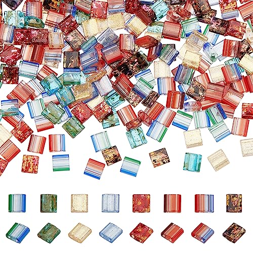 SUNNYCLUE 1 Box 320Pcs 8 Style 5 * 5mm Tila Beads Flat Square 2-Hole Glass Seed Opaque Spacer Loose Beads for Multi-Strand Jewelry Making DIY Craft Bracelet Necklace Earrings Embroidery - color: 320pcs 8 Styles Antique Style Glass Beads