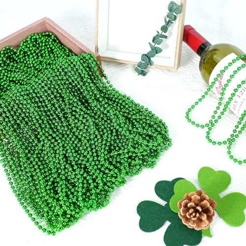 SHAOQINLIN 30 PCS St. Patricks Day Beads Necklace, 33" Green Mardi Gras Beads Christmas Necklaces Irish Saint Patricks Necklaces for St. Patricks Day Mardi Gras Parade Throws Birthday Party Favors - color: Green
