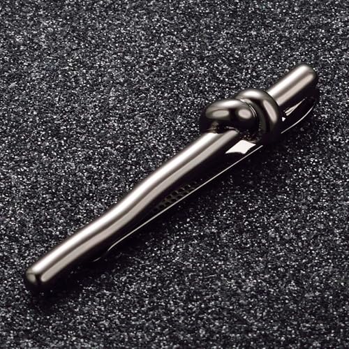 Mens Chain Tie Clips For Men Unique Silver Black Gold Tie Bar Round Stainless Steel Tie Clip - style: black tie clip