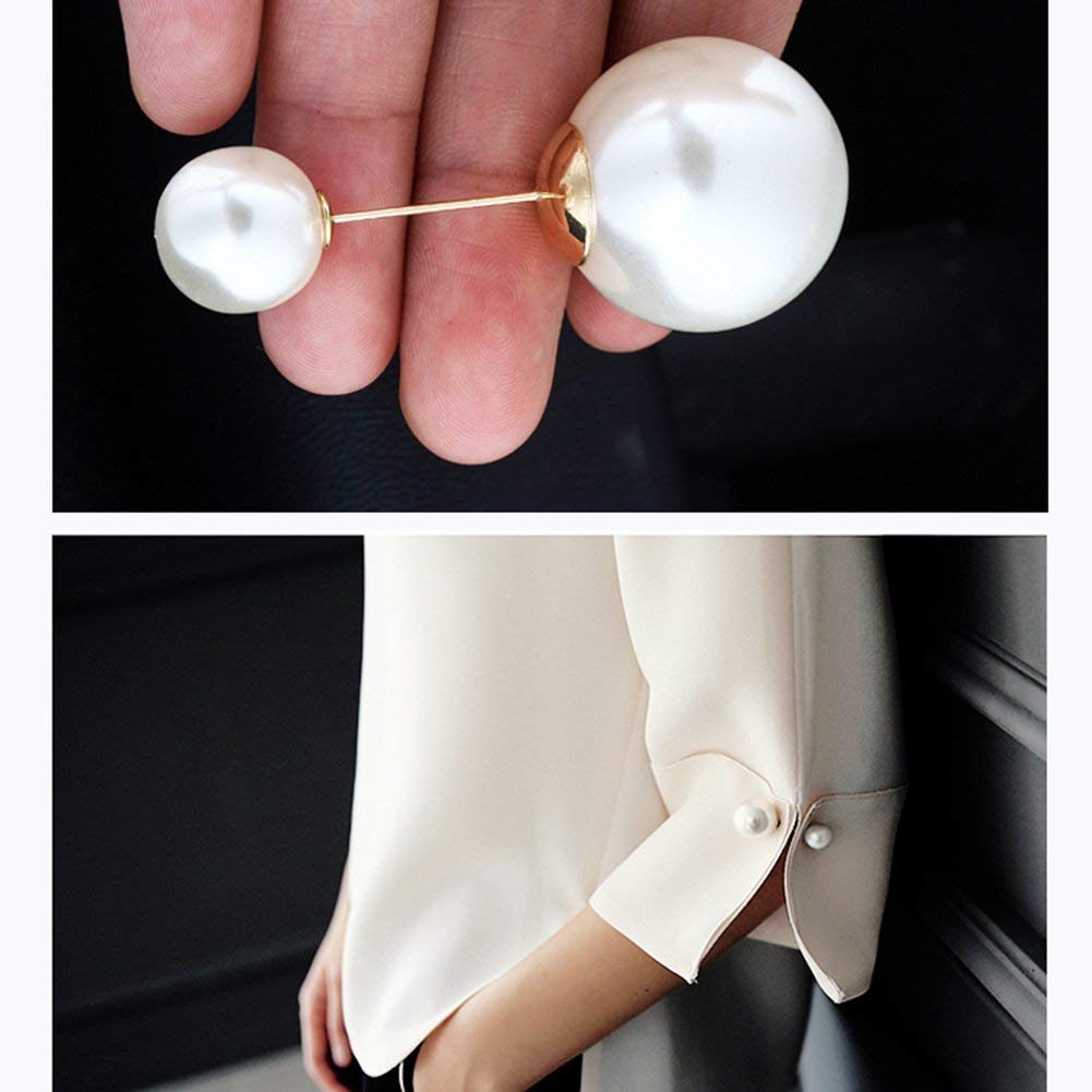 Big Double Pearls Stick Pin Boutonniere Tie Brooch Cardigan Sweater Hat Stick Tie Pin