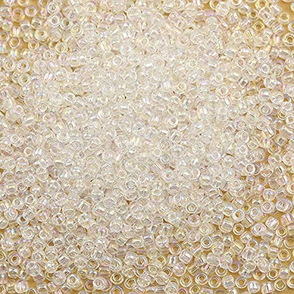 Bala&Fillic Raibow Clear 3mm Seed Beads About 3600pcs/100Grams in Bag, 8/0 Glass Craft Beads for Making Bracelet and Necklace (Raibow Clear) - color: Raibow Clear