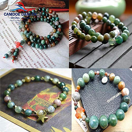 Natural Stone Beads 100pcs 10mm India Agate Round Genuine Real Stone Beading Loose Gemstone Hole Size 1mm DIY Smooth Beads for Bracelet Necklace Earrings Jewelry Making (India Agate, 10mm) - color: India Agate Green, size: 10mm